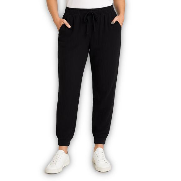 Prana Pants Women’s Black Tencel Gauze Cropped Drawstring Pull On Size Large - Picture 1 of 10
